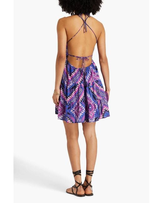 Ba&sh Purple Printed Cotton-voile Mini Dress