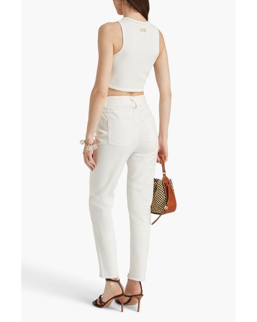 Aje. White Bianca Embellished High-rise Slim-leg Jeans