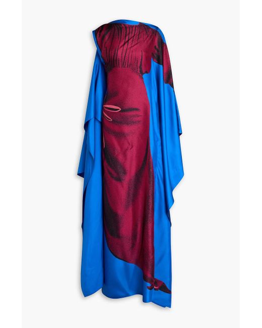 Roksanda Blue Senvu Draped Printed Silk-twill Maxi Dress