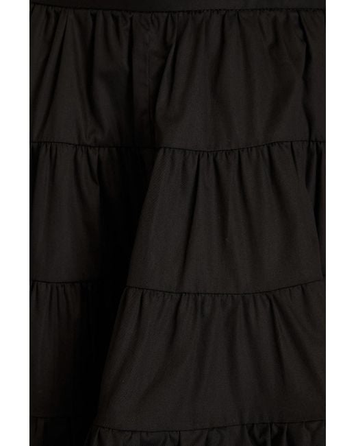 Sandro Black Fanfan Tiered Cotton-twill Mini Skirt