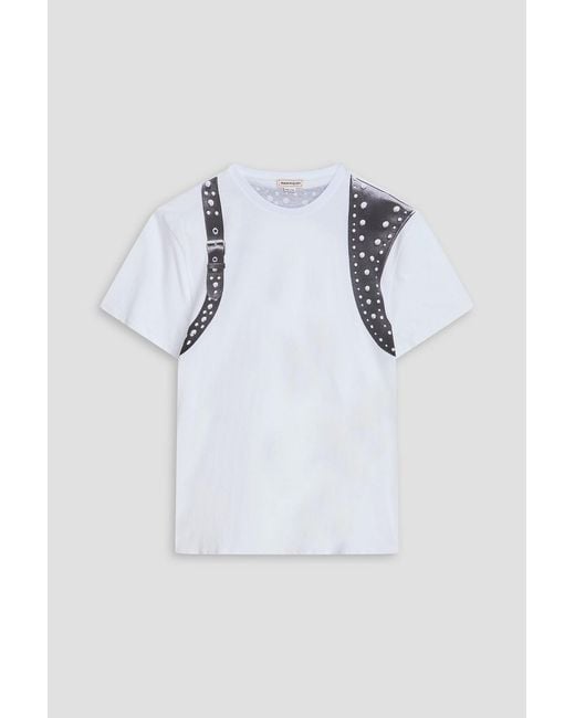 McQueen White Printed Cotton-Jersey T-Shirt for men