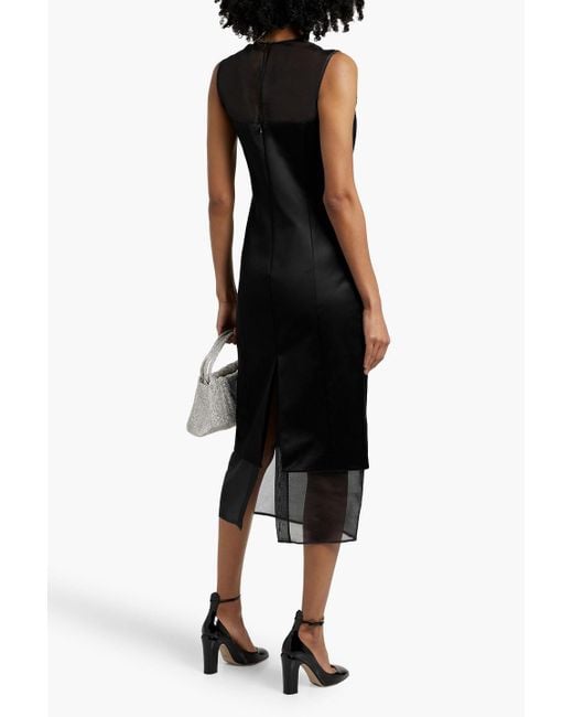 Khaite Black Dissa Silk-Organza And Cotton-Blend Midi Dress