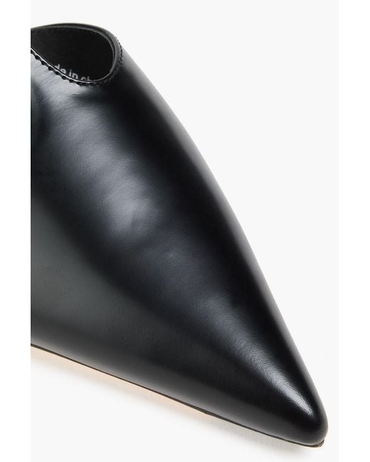 STUDIO AMELIA Black Gisele Glossed-Leather Point-Toe Flats