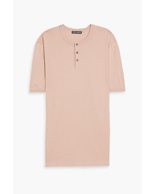 Dolce & Gabbana Pink Cotton-jersey Henley T-shirt for men