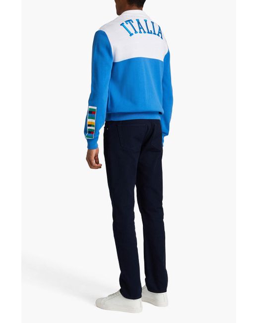 Missoni Blue Embroidered Cotton Zip-up Track Jacket for men
