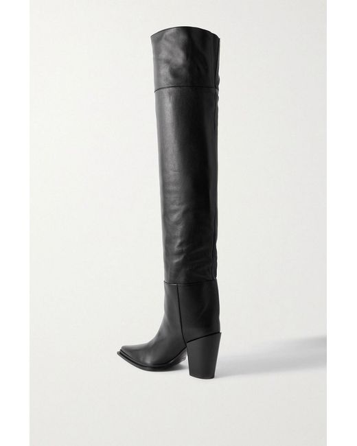 Jimmy Choo Black Cece 80 Leather Over-The-Knee Boots