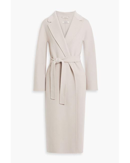 Max Mara White Esturia Belted Wool-Felt Coat