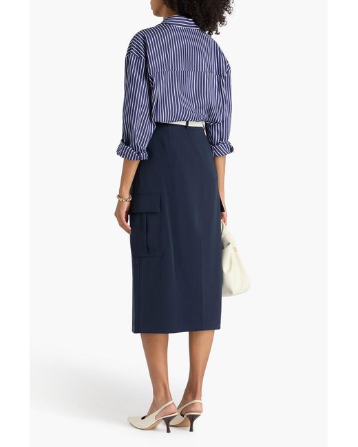 Theory Blue Crepe Midi Skirt