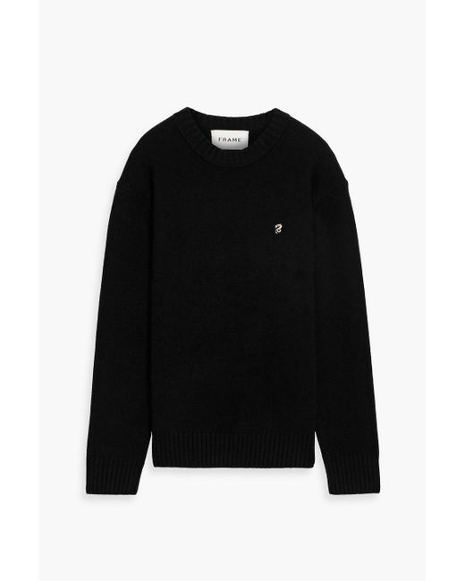 FRAME Black Embroidered Cashmere Sweater for men