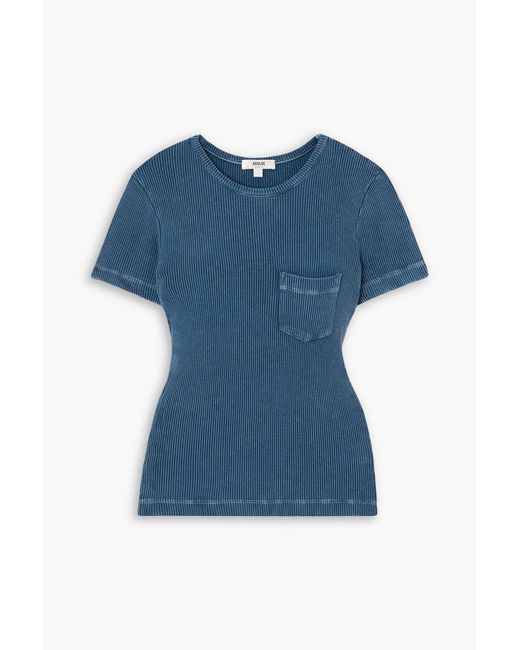 Agolde Blue Arlo Ribbed Stretch-modal T-shirt