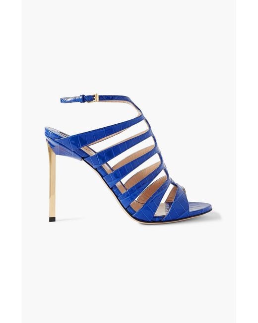 Tom Ford Blue Carine Croc-Effect Patent-Leather Sandals