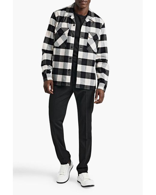 Sandro Black Checked Cotton-blend Flannel Overshirt for men