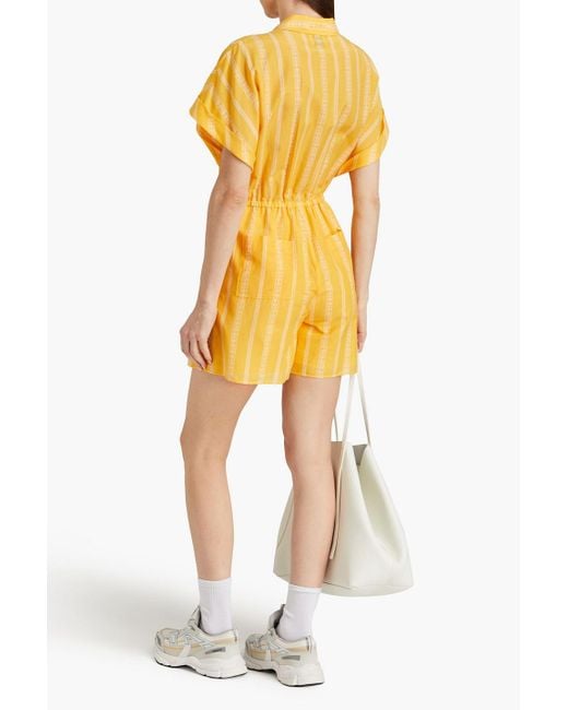 Claudie Pierlot Yellow Printed Cotton And Silk-blend Voile Playsuit