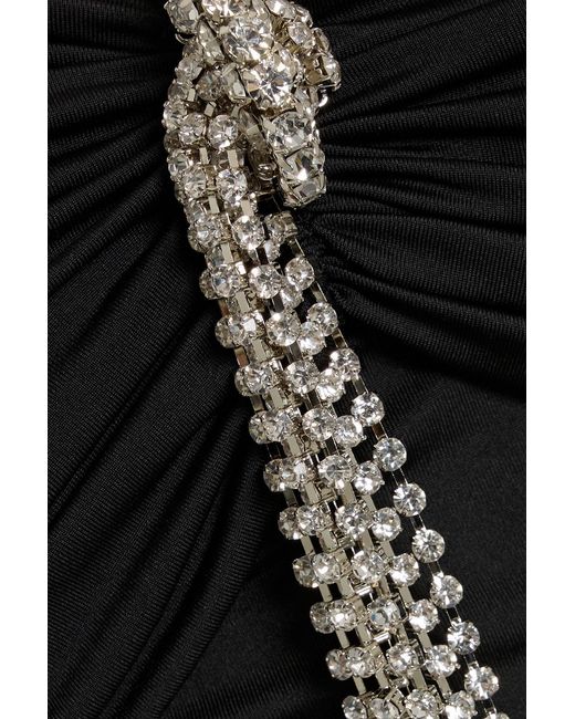 Area Black Strapless Crystal-Embellished Stretch-Jersey Mini Dress