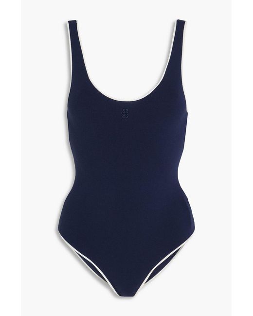 Sandro Blue Ribbed-knit Bodysuit