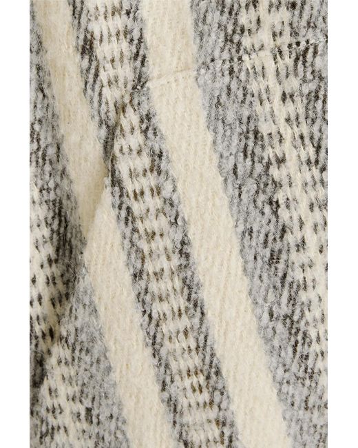 IRO White Kiraz Striped Brushed Tweed Coat