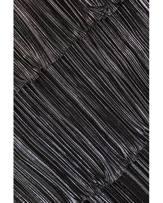 Claudie Pierlot Black Minikleid aus plissiertem metallic-chiffon mit wickeleffekt