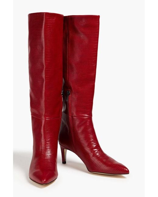 Sam Edelman Red Uma Faux Lizard-effect Leather Knee Boots