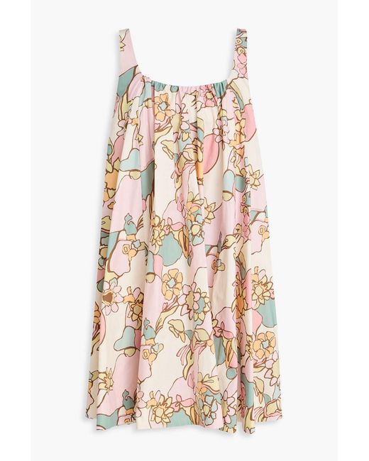 Zimmermann Pink Floral-Print Cotton-Poplin Mini Dress