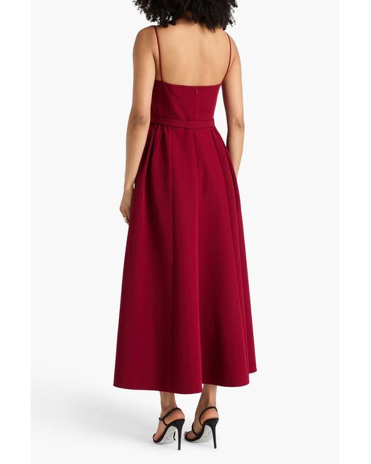 Roland Mouret Red Belted Crepe Maxi Dress