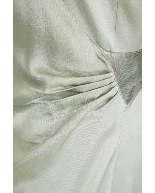 Vince White Pleated Satin-crepe Midi Wrap Dress