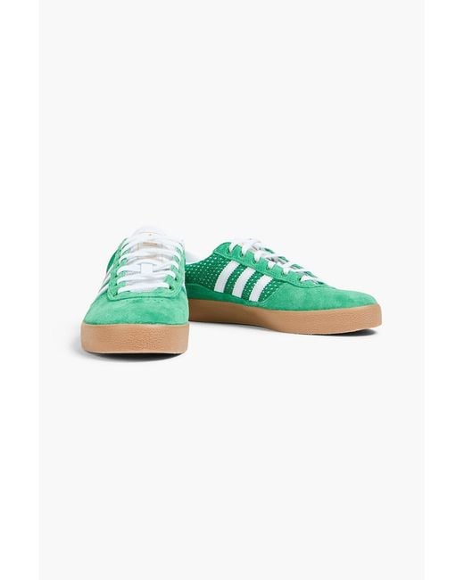Adidas Originals Green Puig Crochet-Trimmed Suede Sneakers for men