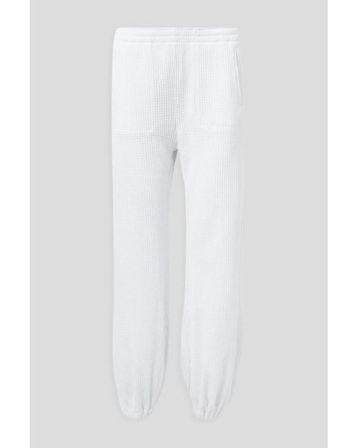 Norma Kamali White Boyfriend Puff Waffle-knit Cotton-blend Track Pants