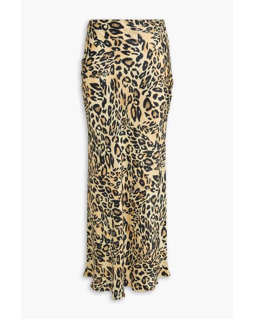 Nanushka Metallic Sabeen Leopard-Print Silk-Twill Maxi Skirt