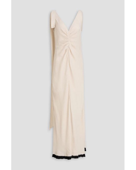 Victoria Beckham White Gathered Crepe Gown