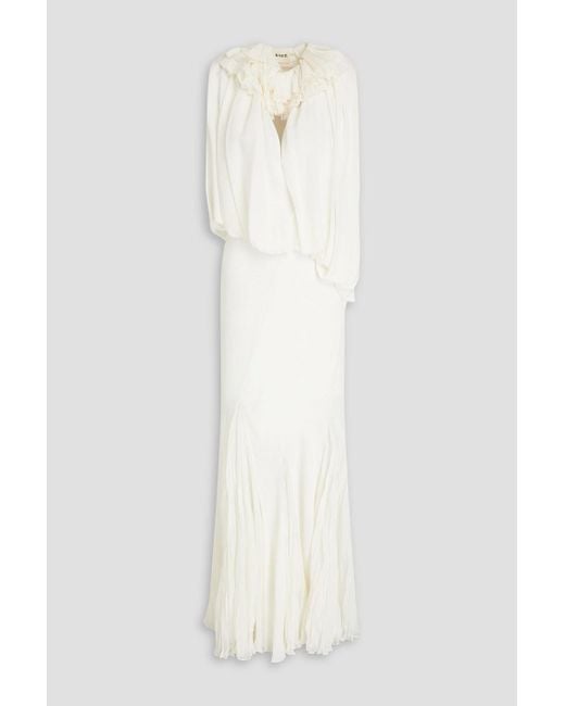 Khaite White Greco Ruffled Silk-chiffon Maxi Dress