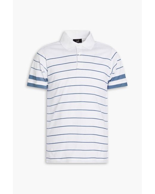 Dunhill White Striped Cotton-jersey Polo Shirt for men