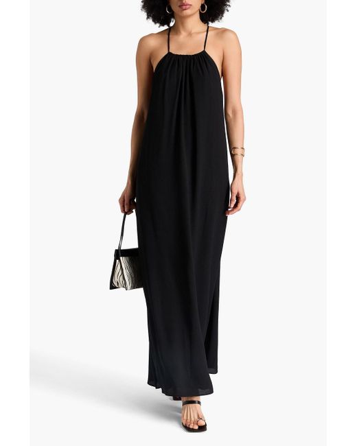 Jonathan Simkhai Black Embellished Crepe Maxi Dress