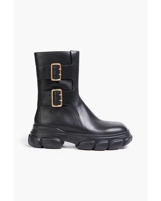 Jonathan Simkhai Black Sid Buckled Leather Ankle Boots
