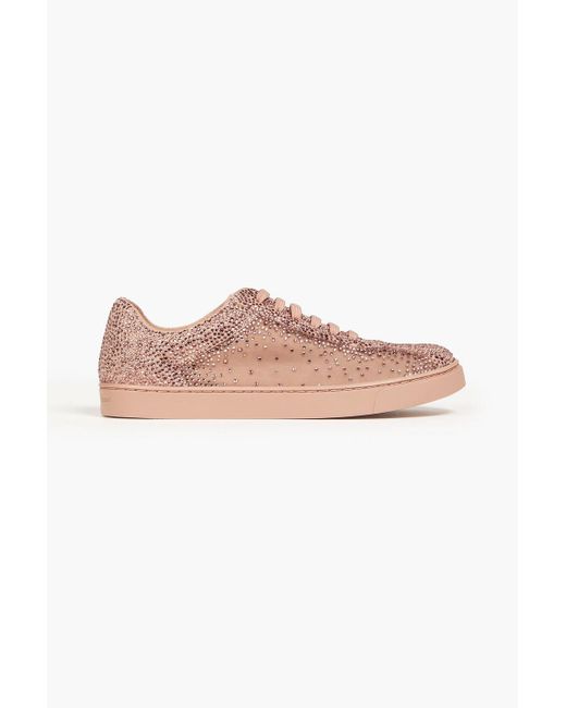 Gianvito Rossi Pink Crystal-embellished Shell Sneakers