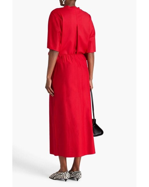 Loulou de Saison Red Carmen Cotton And Silk-blend Midi Skirt