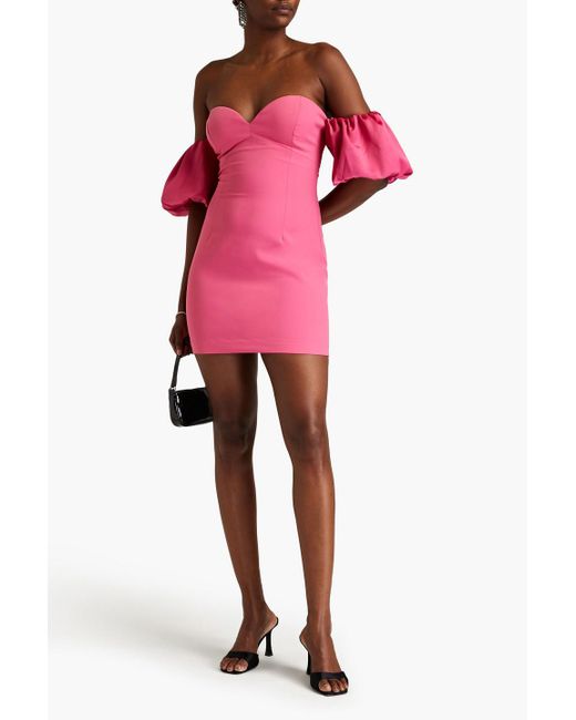 Ronny Kobo Pink Andrea Off-the-shoulder Faille Mini Dress