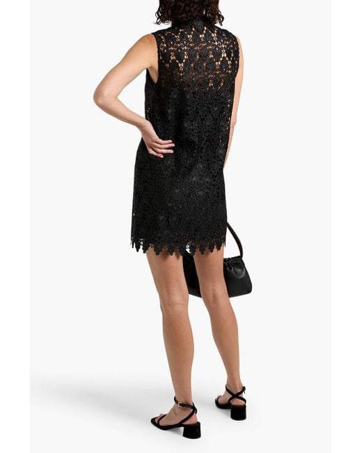 FRAME Black The Deco Crocheted Lace Mini Dress