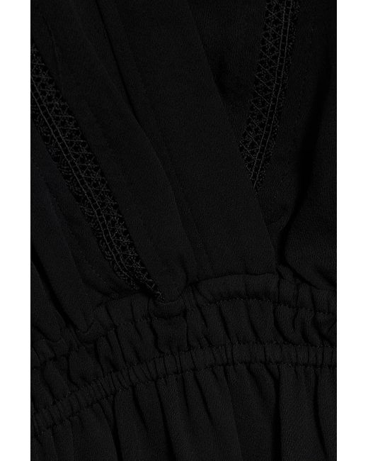 IRO Black Finra Lace-paneled Crepe Blouse