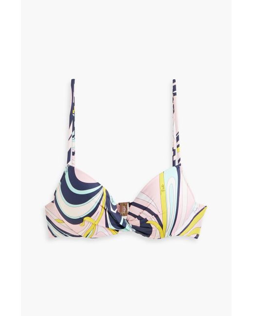 Emilio Pucci White Printed Underwired Bikini Top