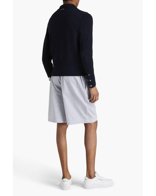 Thom Browne Blue Merino Wool Polo Sweater for men