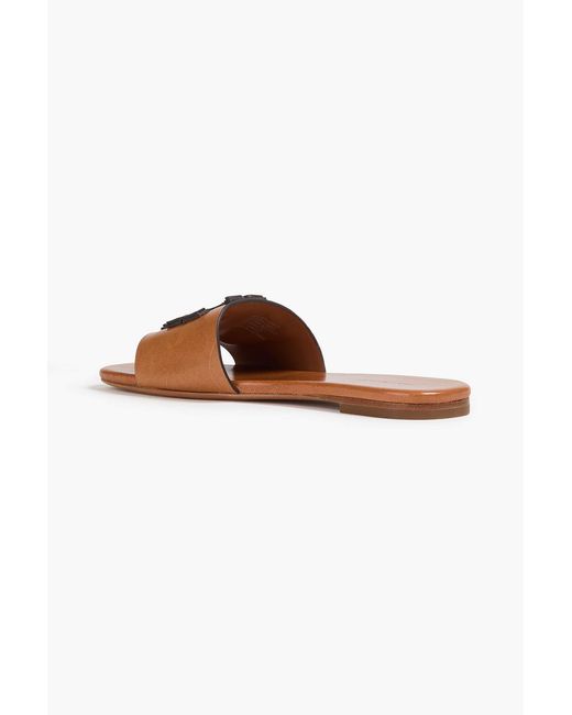 Tory Burch Brown Ines Leather Slides