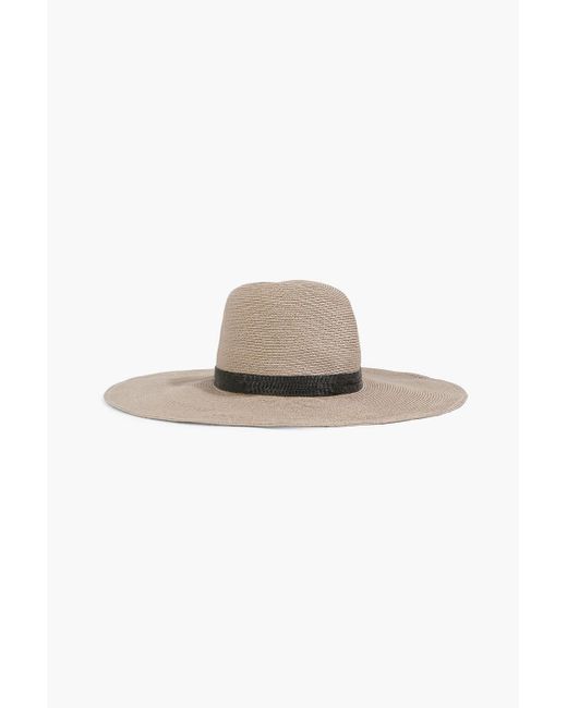 Brunello Cucinelli White Bead-embellished Hemp-blend Sunhat