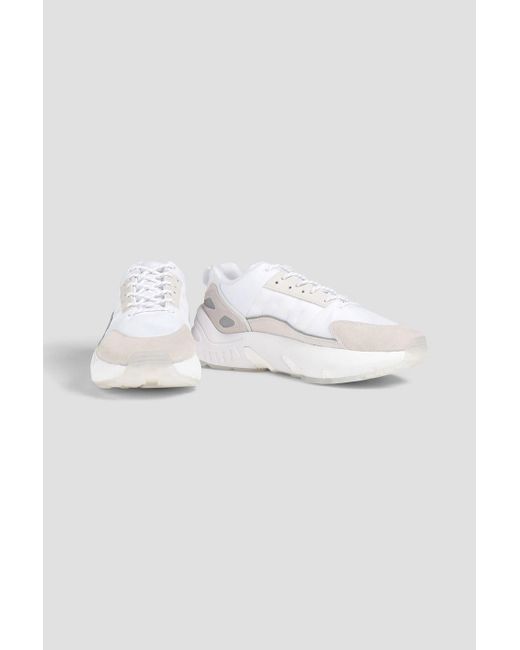 Adidas Originals White Zx 22 Boost Suede And Woven Sneakers for men