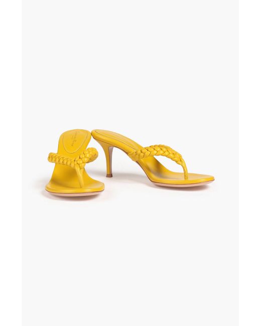 Gianvito Rossi Yellow Tropea Braided Leather Sandals