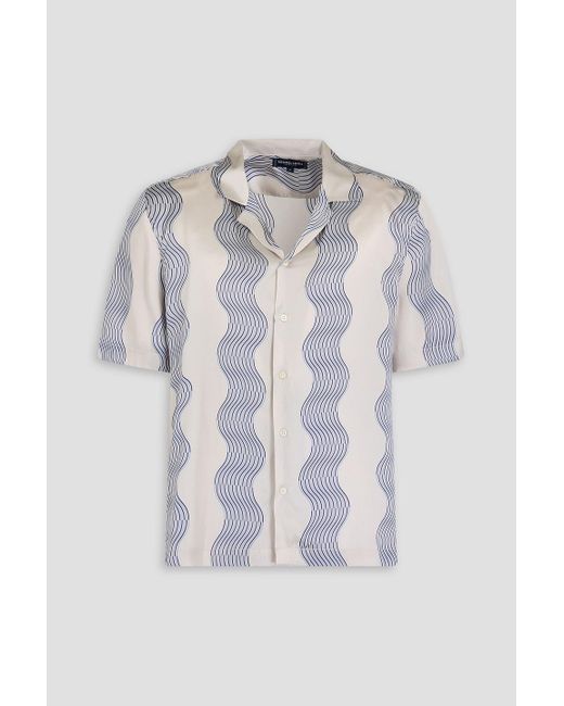 Frescobol Carioca White Roberto Printed Silk-Satin Shirt for men