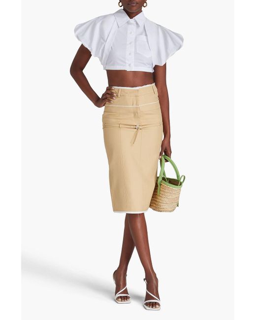 Jacquemus Natural Caraco Belted Canvas Pencil Skirt