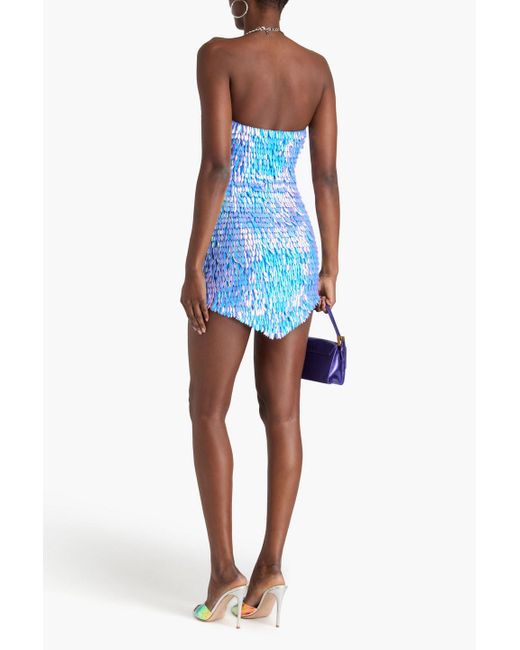 retroféte Blue Valley trägerloses minikleid aus tüll mit pailletten