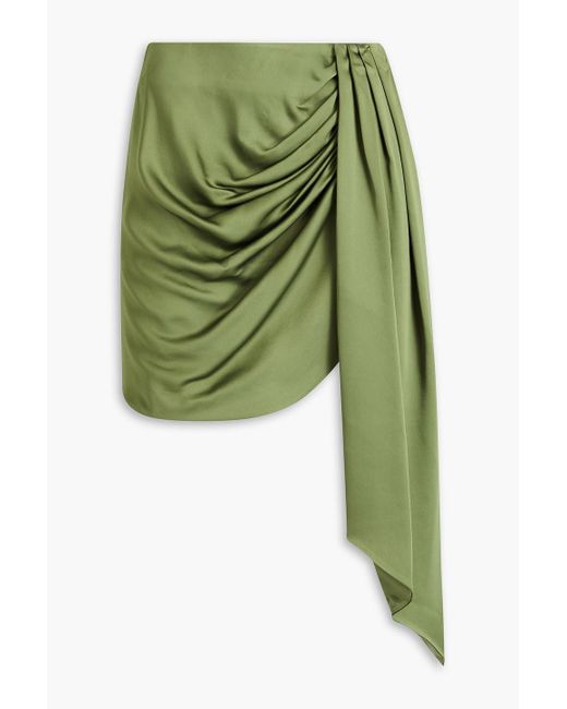 Jonathan Simkhai Green Mae Draped Satin-crepe Mini Skirt
