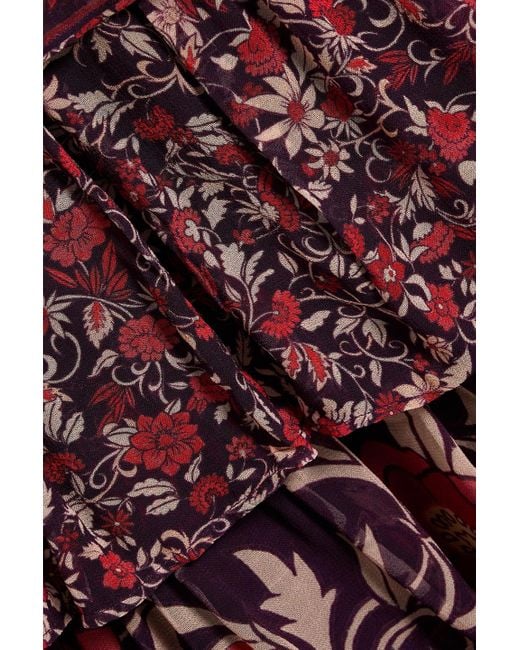 Farm Rio Tiered Floral-Print Crepe De Chine Maxi Skirt