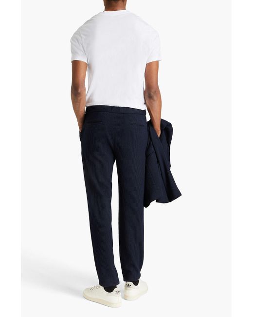 Emporio Armani Blue Tapered Jacquard Suit Pants for men